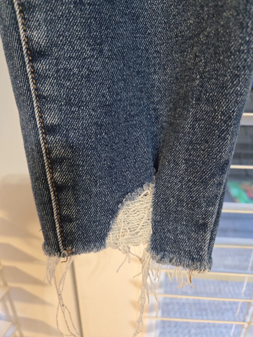 Maurices High Rise Distressed Boyfriend Jeans in Medium Blue Wash Sz 14 - Picture 4 of 7